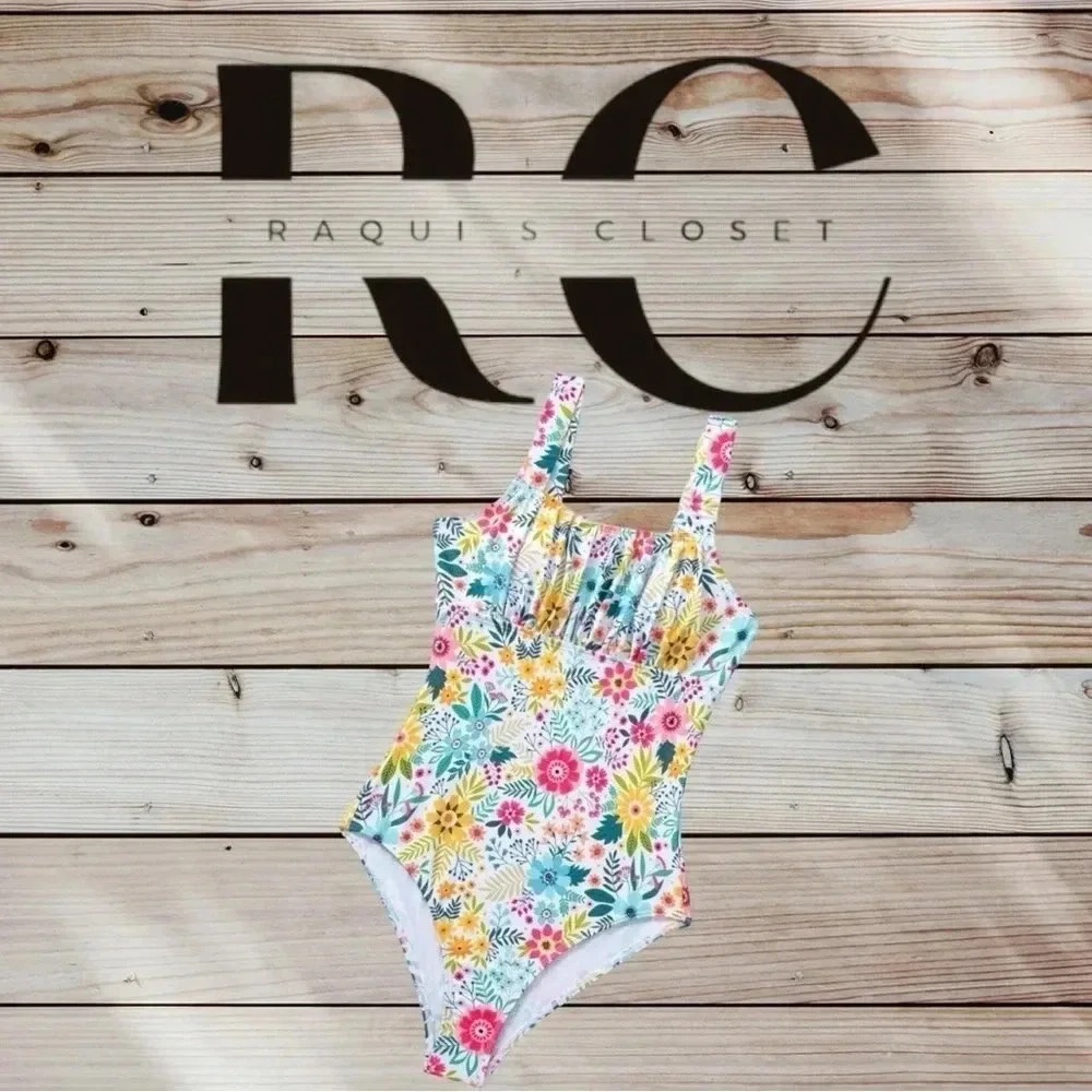 MakeMeChic Floral multicolor Backless One Piece Size Medium.